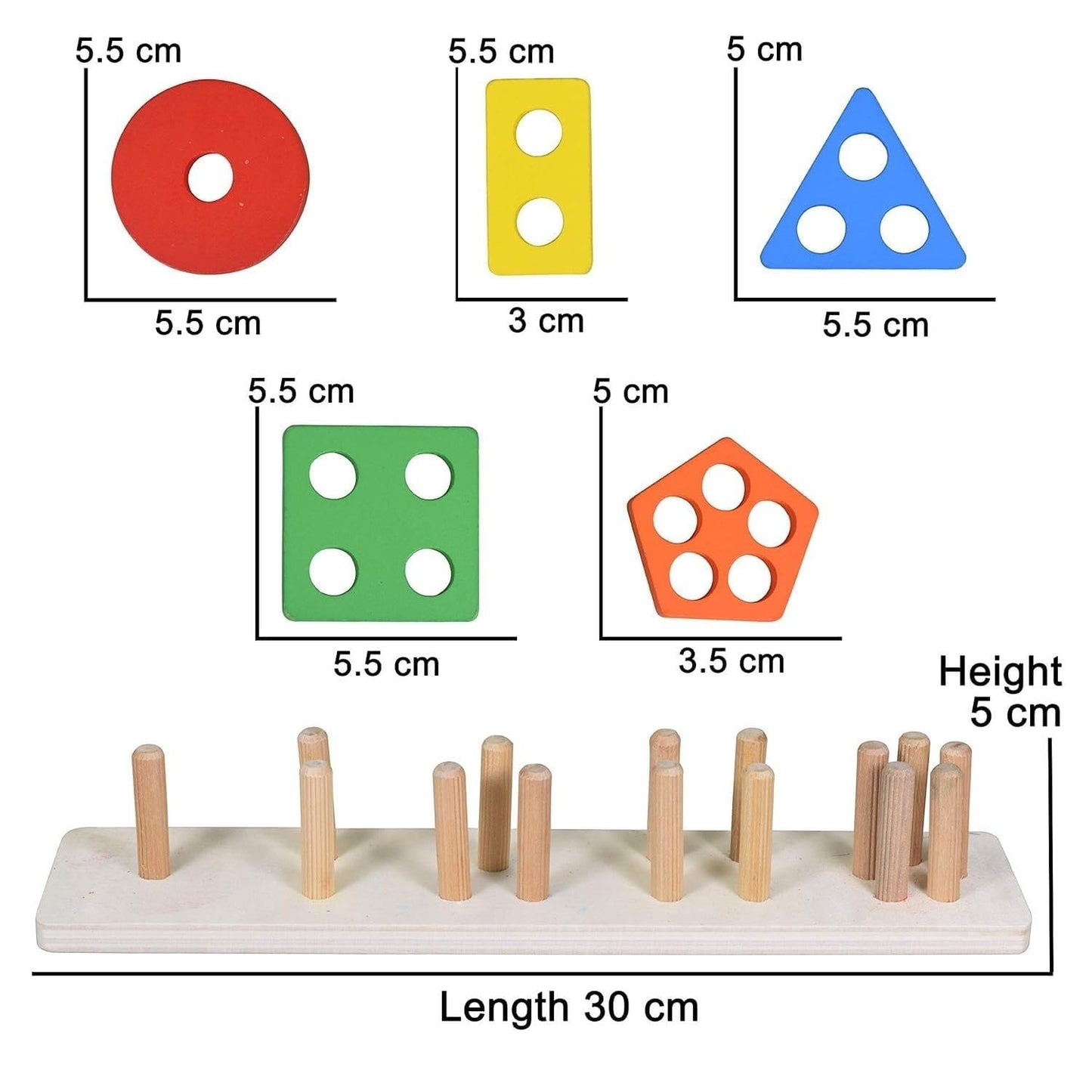 Montessori Toys Wooden Sorting & Stackable Blocks for 1-3 Year Old